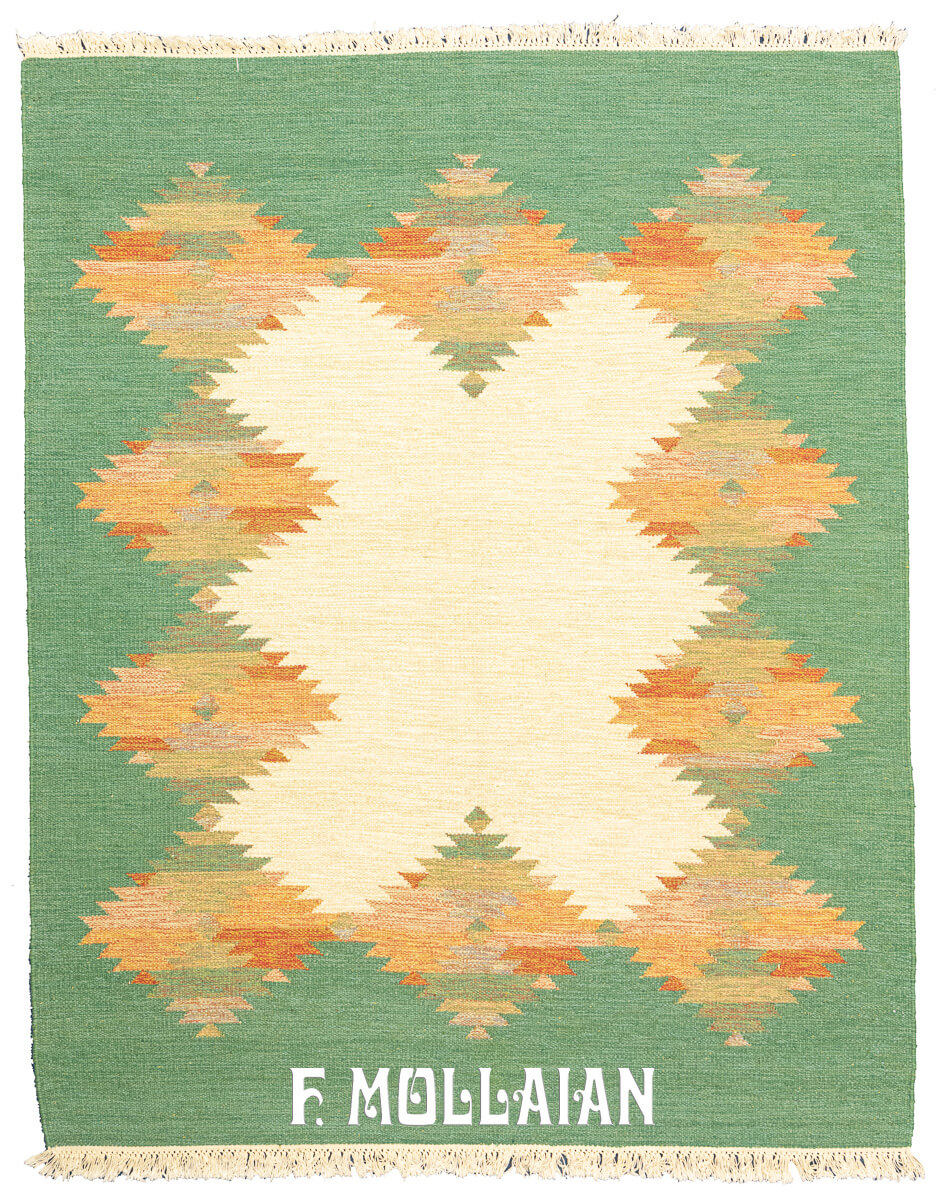 Rollakan Swedish Flat-weave Rug Green Color n°:443810